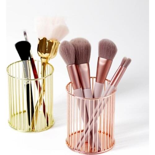 Makeup Brushes Storage Box Lipstick Brush Pen Holder Cosmetic Case Portable Easy to Clean Metal Nail Pen Organizer for Women