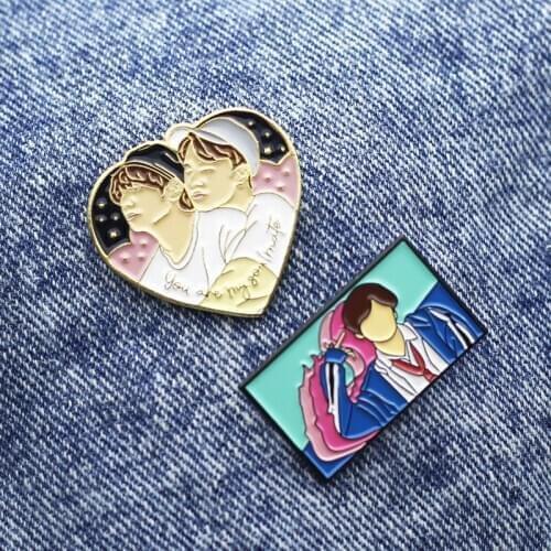 Jimin Jin Jungkook Enamel Brooch Pins Fashion Jewelry Gift Metal Cartoon Brooch Backpack Hat Bag Collar Lapel Pins Badges