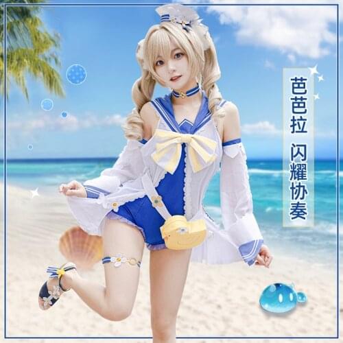Irelia H Store Genshin Impact Barbara Swimsuit Cosplay Costume Barbara Shine Concerto Summer swimwear dress female