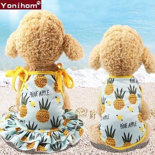Summer Dog Dress Pet Dog Clothes for Small Dog Beach Fruit Dress Skirt Puppy Clothing Spring Pet Clothes Chihuahua Yorkie
