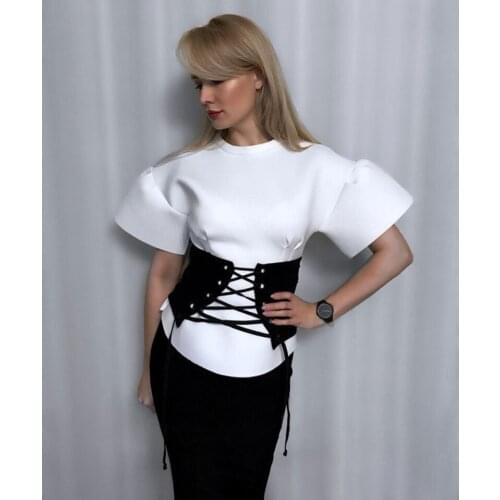 2021 Hot selling Girls fashion ruffle tops office lady casual short sleeve blouses women nice slim white shirts size S M L XL