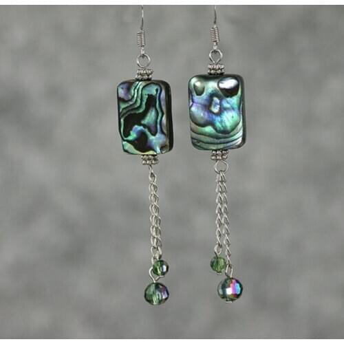 Abalone shell linear long Dangling Earrings