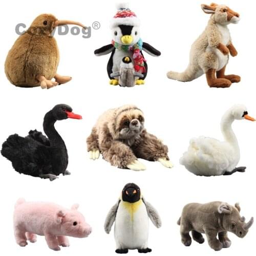 Cute Simulation Pig Penguin Sloth Rhinoceros kangaroo Bird stuffed Animal Toys Dolls 23-36cm Women Kids Birthday Gift