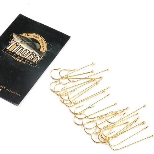 MIZUGIWA Long Shank Aberdeen Fishing Hooks Fresh Water Living Baits Hook Fish Jig Hooks PanFish Crappie Gold 100pcs