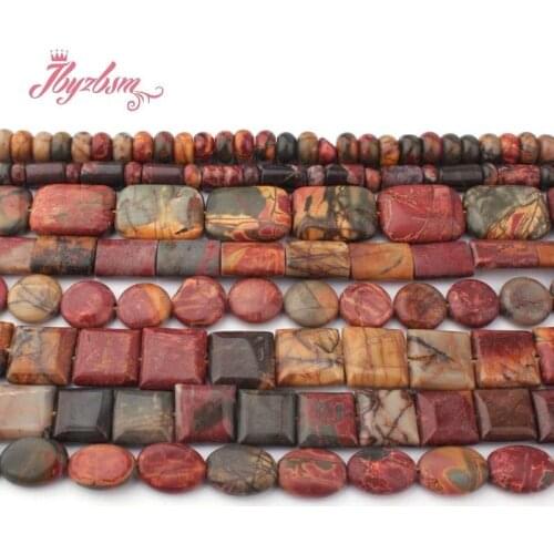 Oval Square Rectangle Multicolor Picasso Jaspers Natural Stone Beads For DIY Necklace Bracelet Jewelry Making 15" Free Shipping