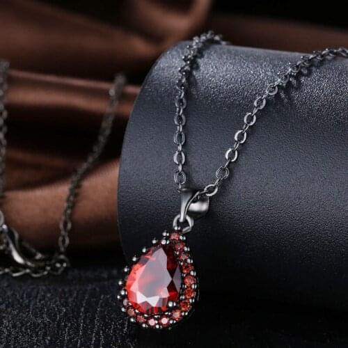 Garilina pendant necklace for women 2021 Black Gun Plated Red Zircon stone AP2042