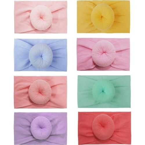 15*9 CM Newborn Solid Color Donut Elastic Wide Hairband Fashion Handmade Round Ball Nylon Headband Infant Headwear Holiday Gifts
