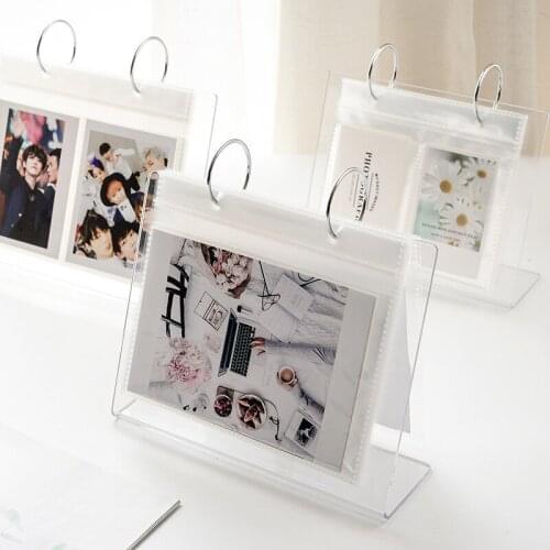 Clear Slant Back Acrylic Frame Desktop Display Vertical Stand Photo Clip for 2x3 Inch Mini Film Photo Paper Album