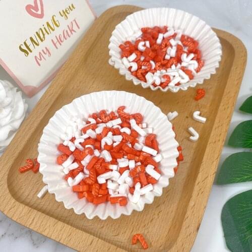 Christmas Candy Red Walking Stick White Christmas Walking Stick Mix Fondant Cake Baking Christmas Decoration Edible Sugar Beads