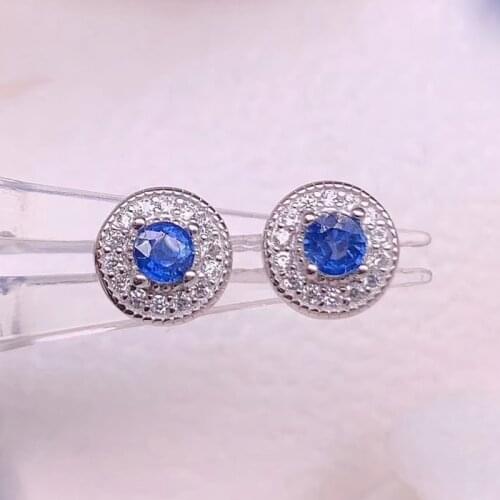 CoLife Jewelry Blue Sapphire Stud Earrings for Daily Wear 3mm Natural Sapphire Earrings 925 Silver Sapphire Jewelry