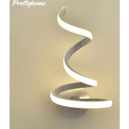 1pc Modern Spiral LED Wall Light Creative Wall Mount TV Background Bedside Lamp Acrylic Iron Sconces Lamp Bedroom Wall Decor
