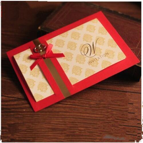Wedding ring design wedding invitation card red invitations for Engagement-Graduation-Bridal-Shower