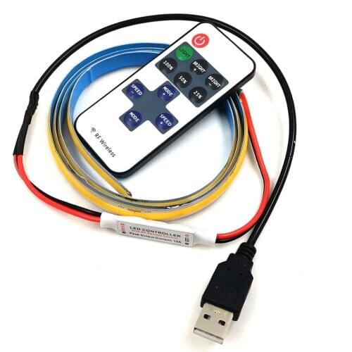 5V FOB LED Strip 350 LEDs/m 90RA 10mm Width Computer Phone Charger Power Bank USB Powered Flexible COB Tape for Decoration