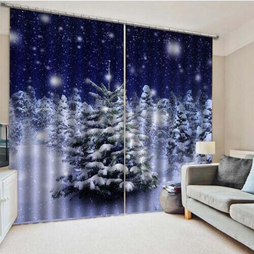 Christmas Decorations for Home Blackout 3D Window Curtains For Living Room Bedroom Drapes cortinas Rideaux Customized size