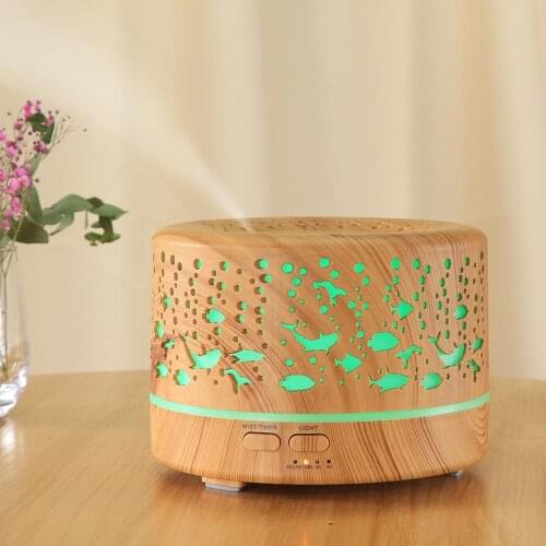 Ultrasonic Mist Air Purifier Sea World Aroma Essential Oil Diffuser 500ml Remote Control Humidifier Colorful LED Light