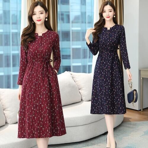 2021 Vintage Red Casual Midi Dresses Autumn Winter Plus Size Sexy Runway Maxi Dress Elegant Women Bodycon Party Evening Vestidos