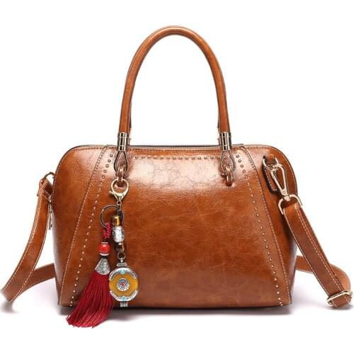Vintage Retro Genuine Leather Women Shoulder Bags Pattern Handbag Female Messenger Bag Ladies Cowhide Satchel Tote Bags Hot T55