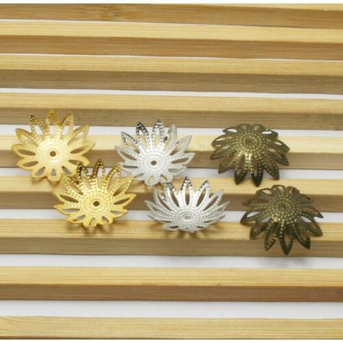 High Quality 3*17mm 100pcs/ lot Iron 12-petal Flower End Bead Caps jewelry findings DIY FDA016-01