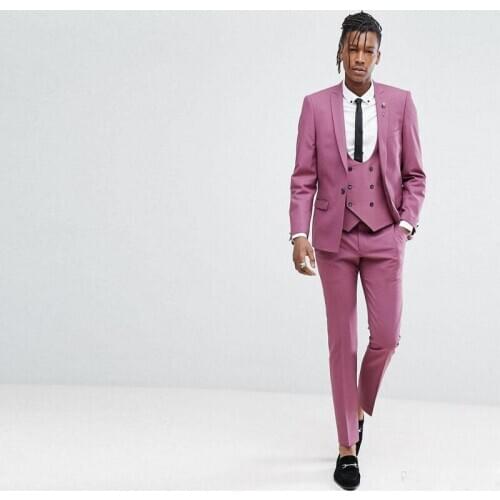 High Quality Slim Fit 3 Pieces Wedding Suits Notched Lapel Mens Groomsmen Suits Best Man Prom Party Blazer(Jacket+Vest+Pants)