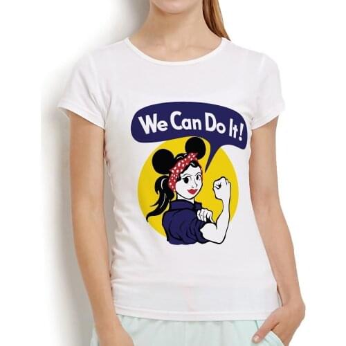 Cute anime girl power design we can do it funny tshirt women 2018 summer new white casual Warrior Princess t shirt femme