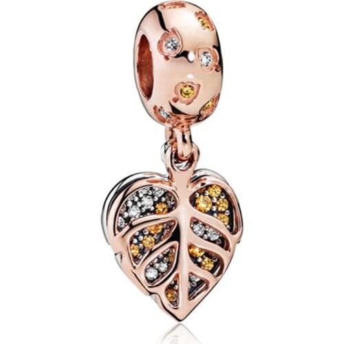 1Pcs New Cute Leaves Pendant DIY Beads Suitable for Original Pandora Charm Bracelet Ladies Jewelry Making Gifts