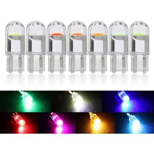 10PCS T10 W5W COB LED Car Wedge Parking Light Side Bulbs Instrument Lamp Auto License Plate Light White Red Yellow Blue