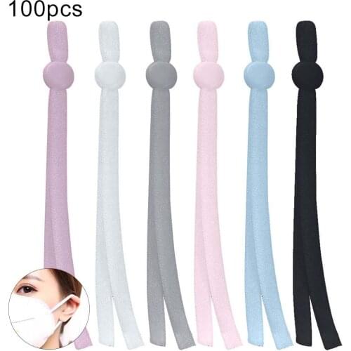 100Pcs 5mm Face Cover Ear Hanging Elastic Rope Flat Buckle Band Antislip Earloop High Elasticity Face Cover Band Flat Buckle