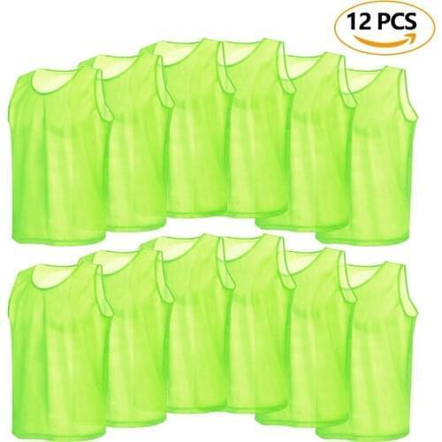 12 Pack Mesh Scrimmage Training Vests Football Breathable Adults Jerseys Bibs Mesh Breathable Combat Suit Football Training Vest