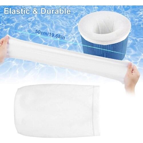 20Pcs Filter Skimmer Socks Reusable High Elasticity Nylon Stretchable White Filter Cleaning Tool Pools Accessories Supplies
