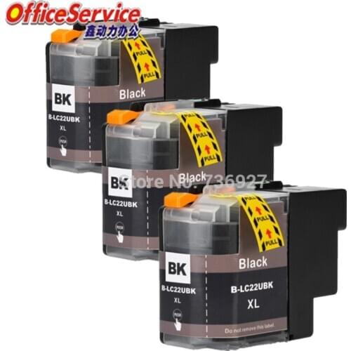 3 Black Compatible Ink Cartridge LC22U LC22UXL full ink For Brother DCP-J785DW MFC-J985DW inkjet printer in European