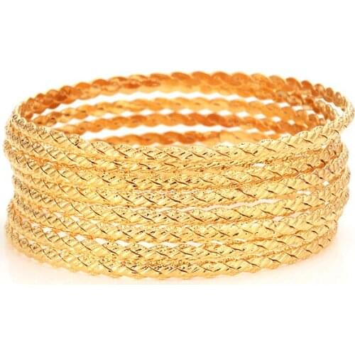 8 pcs Fashion Dubai Bangle Jewelry Gold Color Dubai Bracelet for Men/Women Africa Arab Items wedding bridal gifts