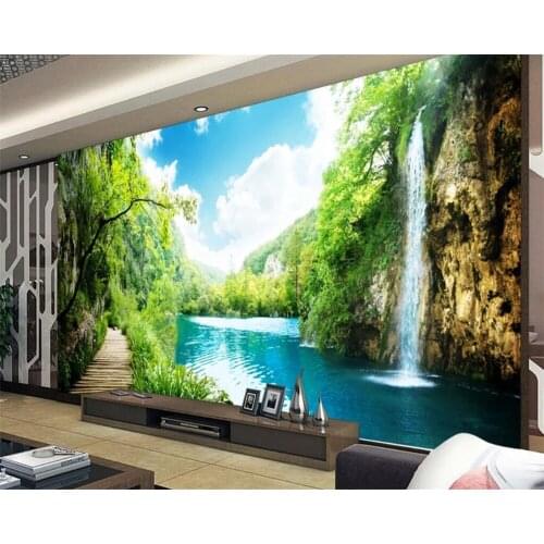 Beibehang Custom wallpaper 3D mural photos beautiful fairyland romantic alpine flowing water source rolling landscape wall