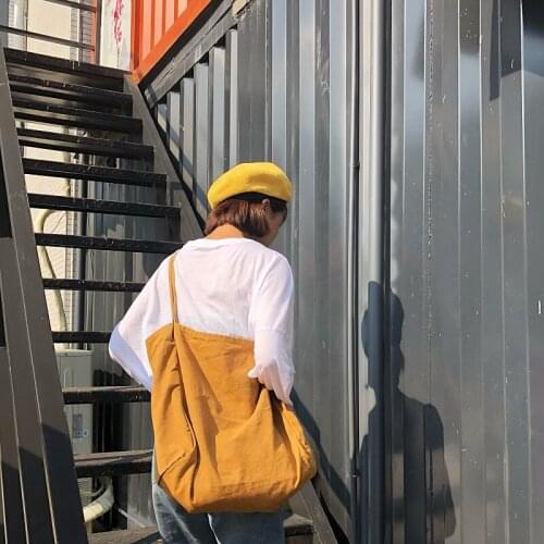 Large Canvas Tote Bag Women Big Capacity Shopping Handbag Simple Lady Shoulder Bag Solid Color Handle Bag Reusable Designer Tote