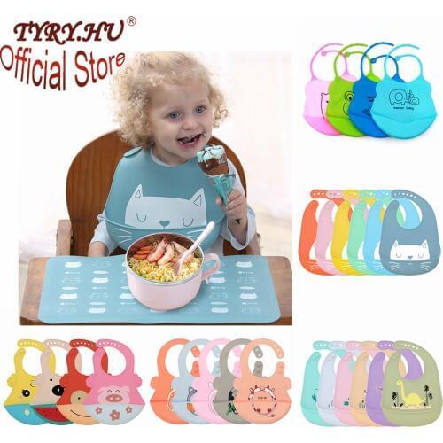 Baby Bibs Waterproof Silicone Bib Baby Feeding Baby Scarf Newborn Cartoon Aprons Saliva Towel Adjustable Burp Cloths Baby Stuff
