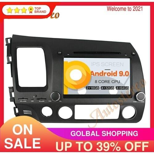 DSP Android 9.0 PX5/PX6 Car DVD Player Multimedia Player GPS Navigation For Honda Civic 2007-2011 Auto Radio Stereo Head Unit HD