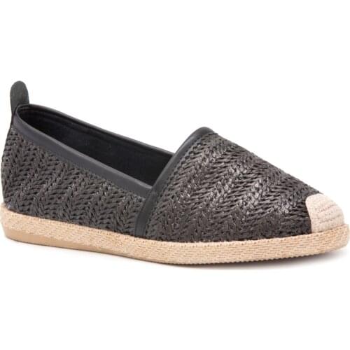 Gedikpasalı Prk K54 Black 2021 Summer Ladies Shoes Ballerina Lace Straw Braid Linen Daily Casual Use Espadrilles Low Heel