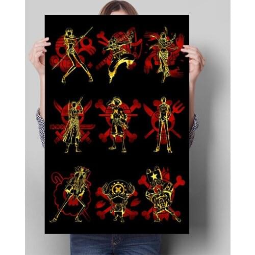 Golden One Piece Canvas Painting Straw Hat Pirate Anime Posters and Prints Wall Decoration Picture Living Room Home Decor