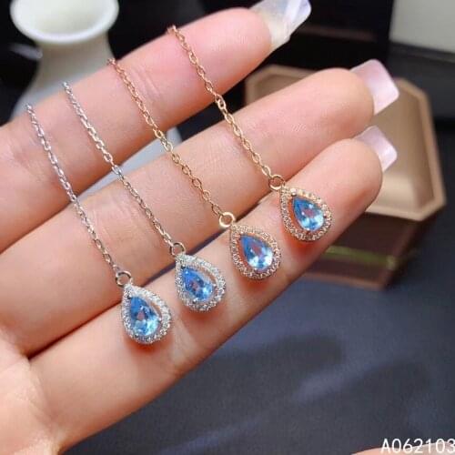 KJJEAXCMY fine jewelry 925 sterling silver inlaid natural Blue Topaz womens fashion water drop gem Earrings ear line support de