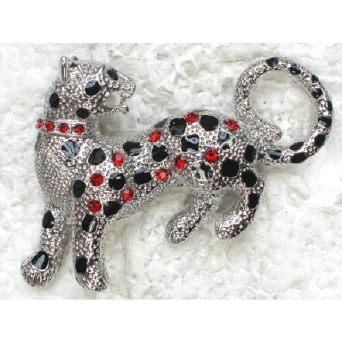 Red Rhinestone Jaguar Panther Pin brooches C780 C