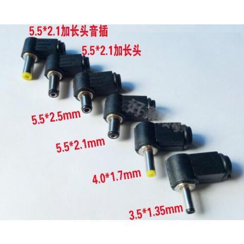 5Pcs 5.5x2.5 5.5x2.1 4.8x1.7 4.0x1.7 3.5x1.35 3.5x1.1 2.5x0.7 mm Male DC Power Plug Connector Angle 90 degree L Shaped Plugs