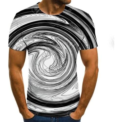 2020 new Summer Fashion Colorful 3D Printing Short Sleeve Men T-Shirt Casual Round Neck T-shirt Fun Rotating Pattern Street Clot