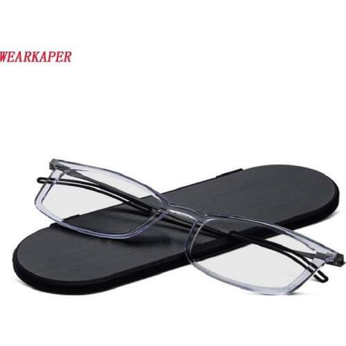 WEARKAPER Slim Reading glasses Men Women With Alumiun Magnetic Case metal pocked presbyopia Eyeglass 1.0-3.5