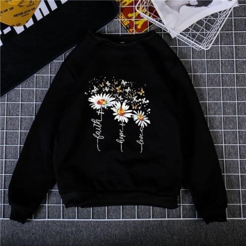 Autumn Spring Women Sweatshirt Harajuku Flower Print Hoodie Casual Comfortable Vogue Aesthetic Lovely Pullover Hoodies
