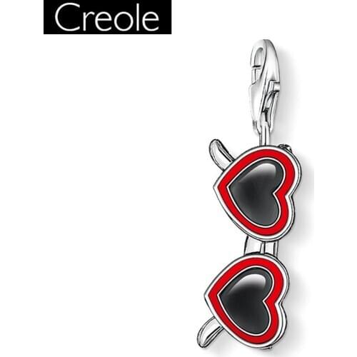 Charm Pendant Heart Glasses,2018 Fashion Jewelry Romantic Pure 925 Sterling Silver Gift For Women Girls Fit Bracelet Necklace