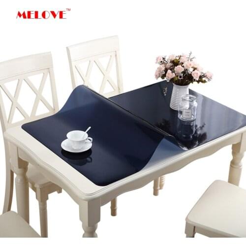 PVC Black Table Cover Desk Pad Transparent Soft Glass Waterproof Tablecloth For Kitchen Dining Tables Protective Cover 1.0mm