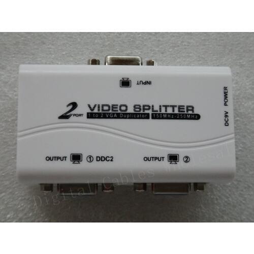 2020 Year 1 to 2 Ports VGA Video splitter duplicator 1-in-2-out 250MHz device cascadedable Boots Signals 65m 1920*1440