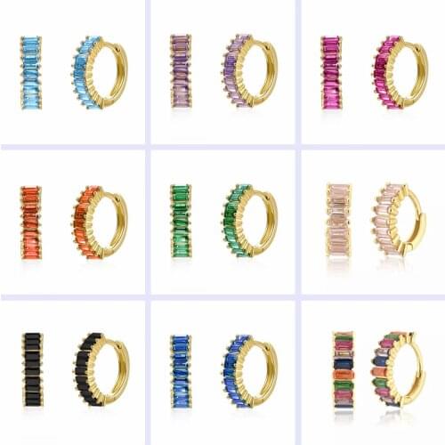 925 Sterling Silver Bohemia Earrings for Women Simple Charming Crystal Huggies Hoops Earrings Jewelry Christmas Xmas Gifts