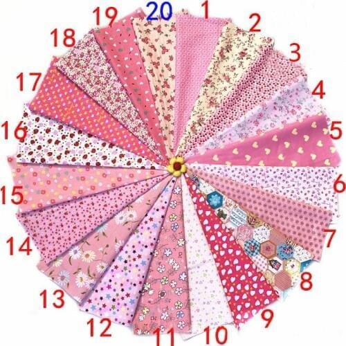 Mixed 20design pink flower Printed Cotton Fabric for Handmade Sewing Material Patchwork Curtain Needlework DIY craft 20*30cm Wh