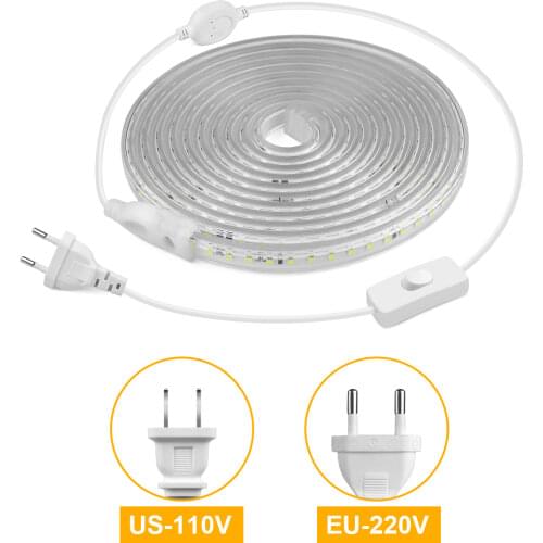 LED Strip Light 220V 110V 2835 Waterproof LED Light Strip High Brightness 120LEDs/m Flexible Kitchen Outdoor Garden With EU/US