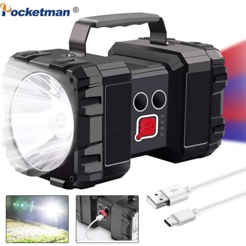 500000lm LED Double Head Searchlight Handheld Flashlight Rechargeable Work Light Spotlight Floodling Camping FIshing Hunting
